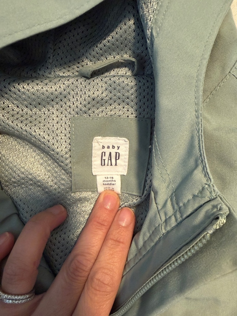 GAP Sage Green Hooded Pullover Anorak/Windbreaker - Picture 2 of 4